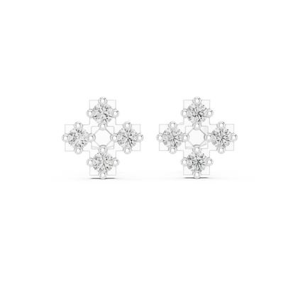 Diamond Cross Stud Earrings in 925 Sterling Silver | Luxury Minimalist Bridal Everyday Studs