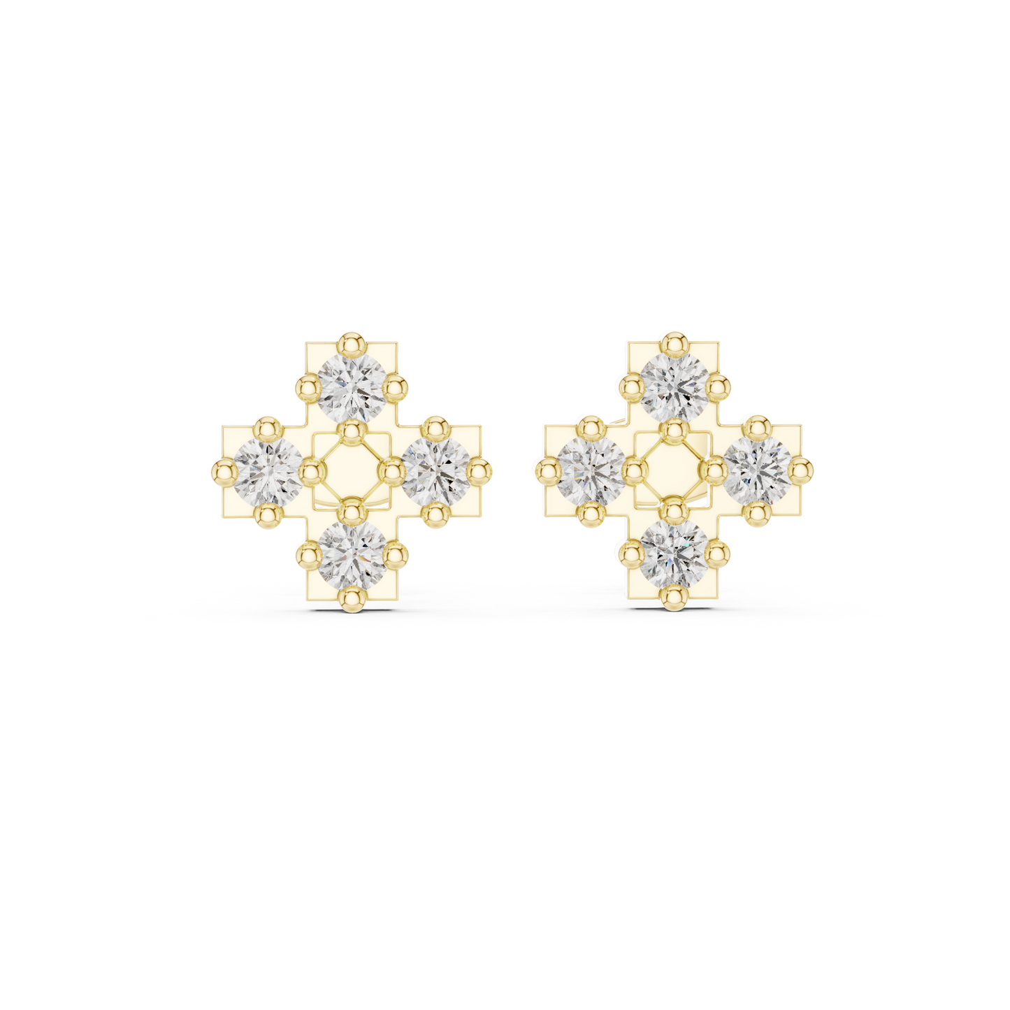 Diamond Cross Stud Earrings in 925 Sterling Silver | Luxury Minimalist Bridal Everyday Studs