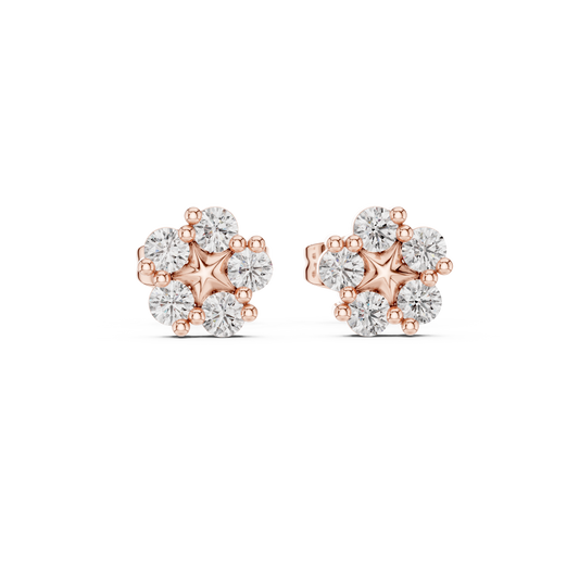 Luxury Diamond Floral Stud Earrings | Gold Cluster Earrings | Timeless Feminine Jewelry