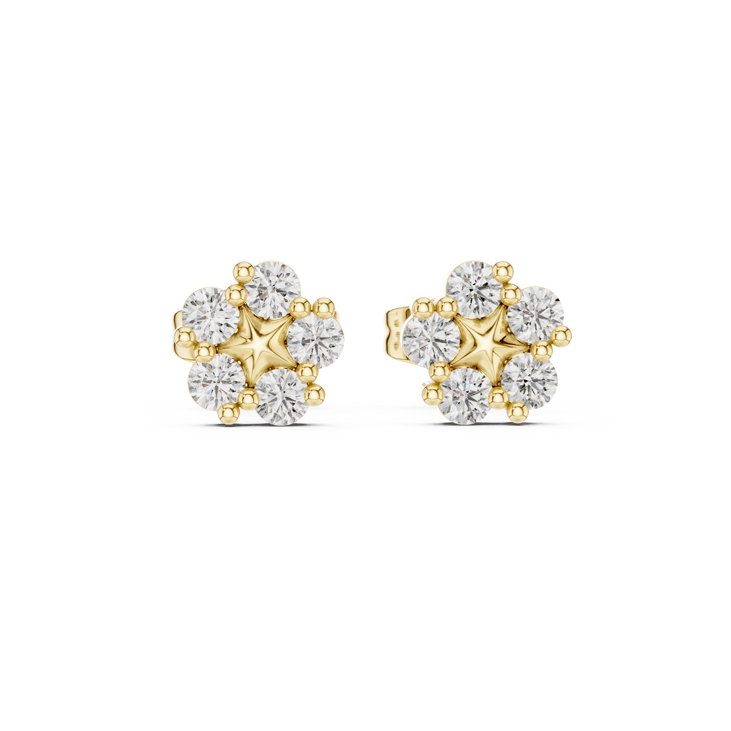 Luxury Diamond Floral Stud Earrings | Gold Cluster Earrings | Timeless Feminine Jewelry