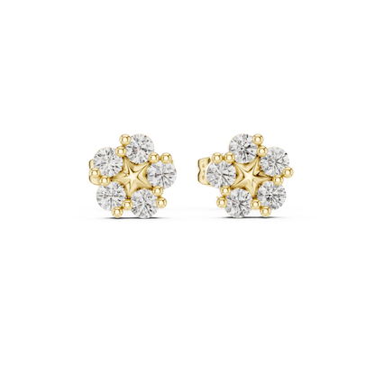 Luxury Diamond Floral Stud Earrings | Gold Cluster Earrings | Timeless Feminine Jewelry