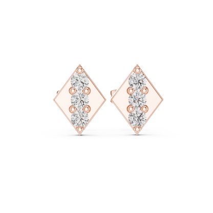 Sleek Diamond Stud Earrings | Contemporary Geometric Gold Fine Jewelry |  Diamond Bar Stud Earrings | Modern Gold Minimal Earrings for Work & Party