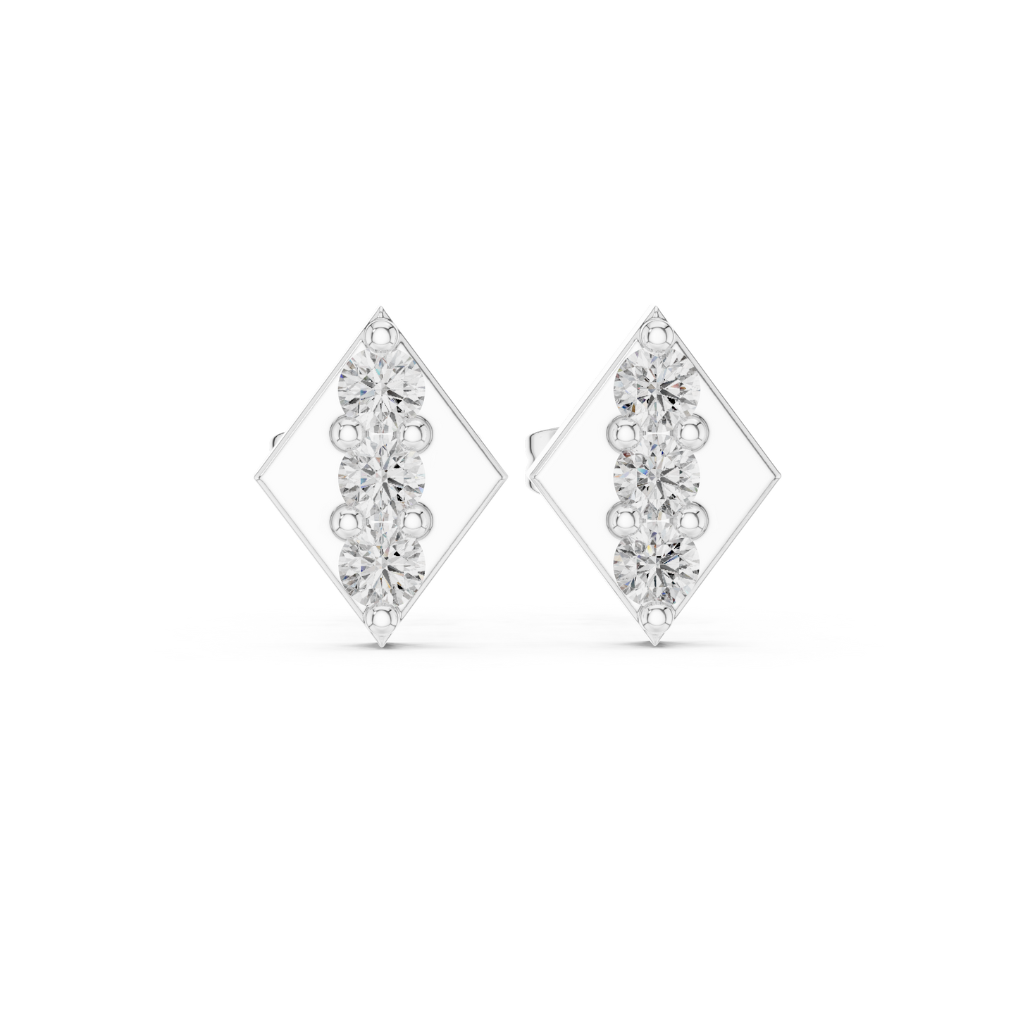 Sleek Diamond Stud Earrings | Contemporary Geometric Gold Fine Jewelry |  Diamond Bar Stud Earrings | Modern Gold Minimal Earrings for Work & Party