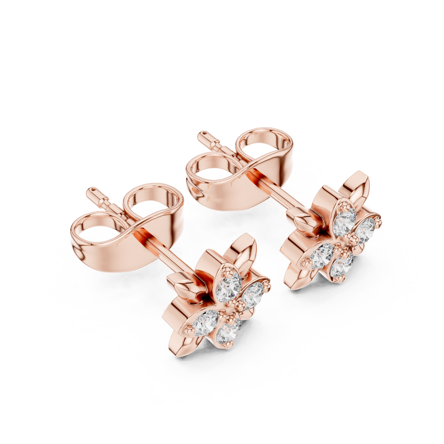 Dainty Floral Diamond Studs | Silver Flower Earrings | Modern Minimal Luxury Jewelry