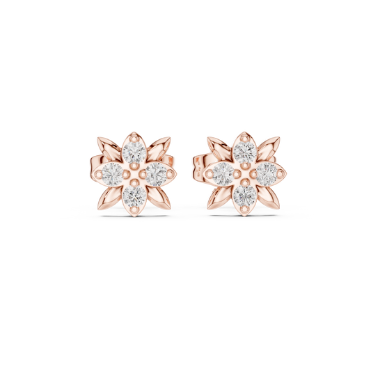 Dainty Floral Diamond Studs | Gold Flower Earrings | Modern Minimal Luxury Jewelry
