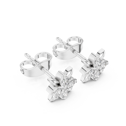 Dainty Floral Diamond Studs | Silver Flower Earrings | Modern Minimal Luxury Jewelry