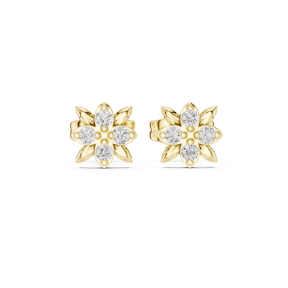 Dainty Floral Diamond Studs | Silver Flower Earrings | Modern Minimal Luxury Jewelry