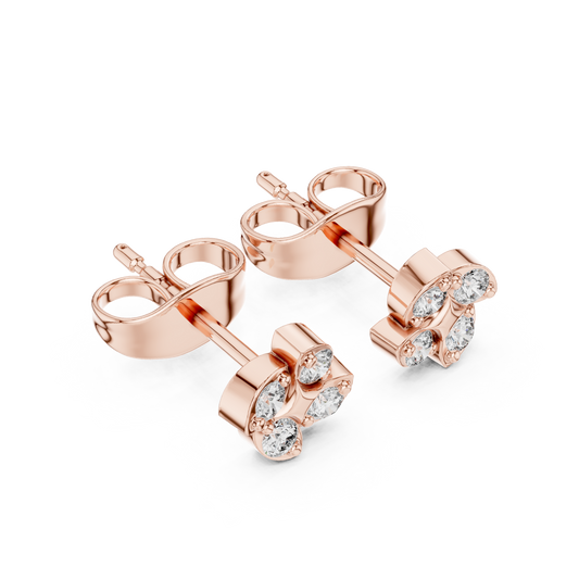 Quatrefoil Crystal Stud Earrings, Vintage Inspired Flower Earrings, Elegant Bridal Jewelry Studs