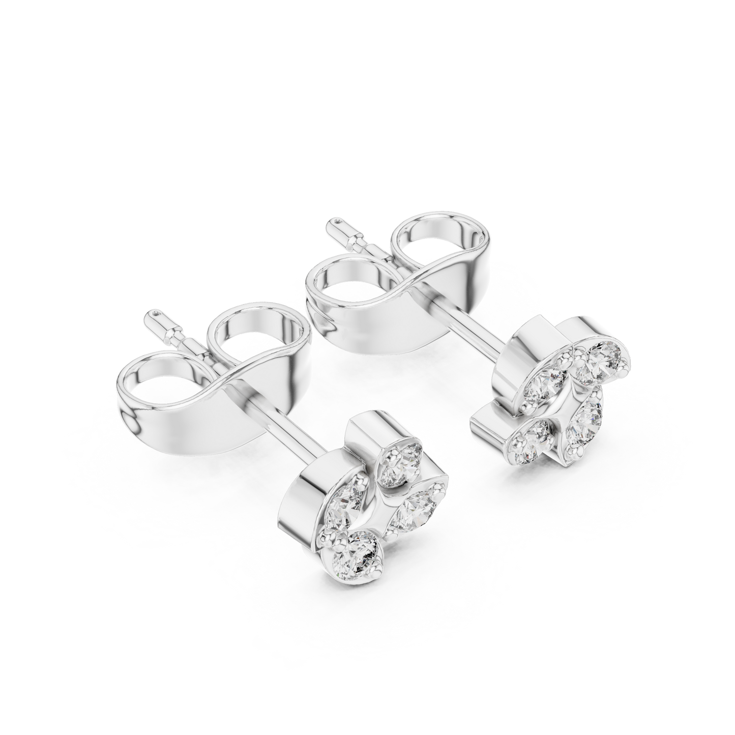 Quatrefoil Crystal Stud Earrings, Vintage Inspired Flower Earrings, Elegant Bridal Jewelry Studs