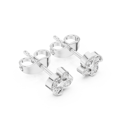 Quatrefoil Crystal Stud Earrings, Vintage Inspired Flower Earrings, Elegant Bridal Jewelry Studs