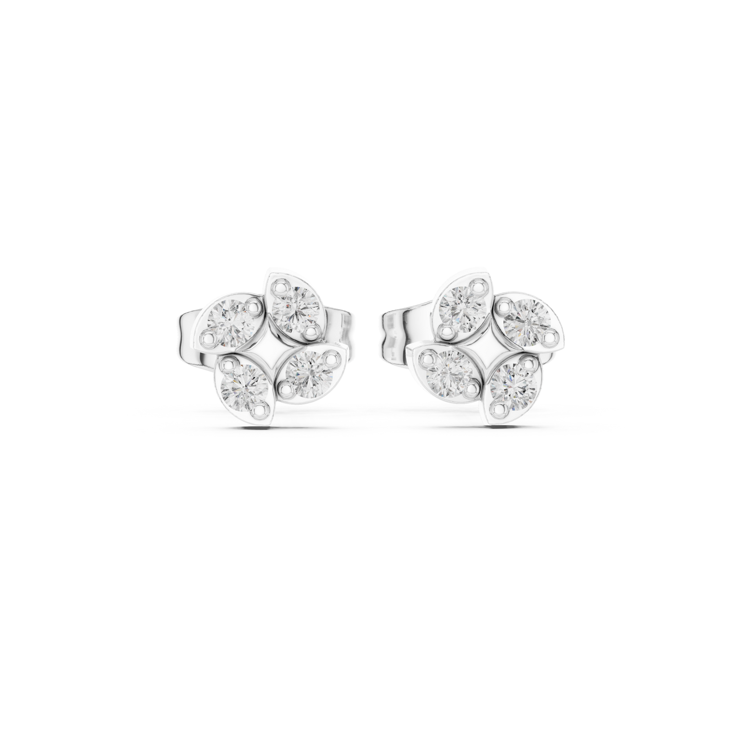 Quatrefoil Crystal Stud Earrings, Vintage Inspired Flower Earrings, Elegant Bridal Jewelry Studs