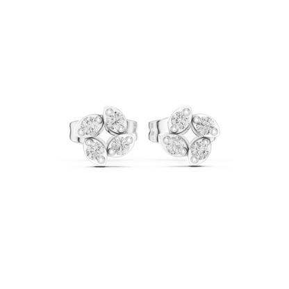 Quatrefoil Crystal Stud Earrings, Vintage Inspired Flower Earrings, Elegant Bridal Jewelry Studs