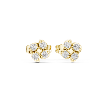 Quatrefoil Crystal Stud Earrings, Vintage Inspired Flower Earrings, Elegant Bridal Jewelry Studs