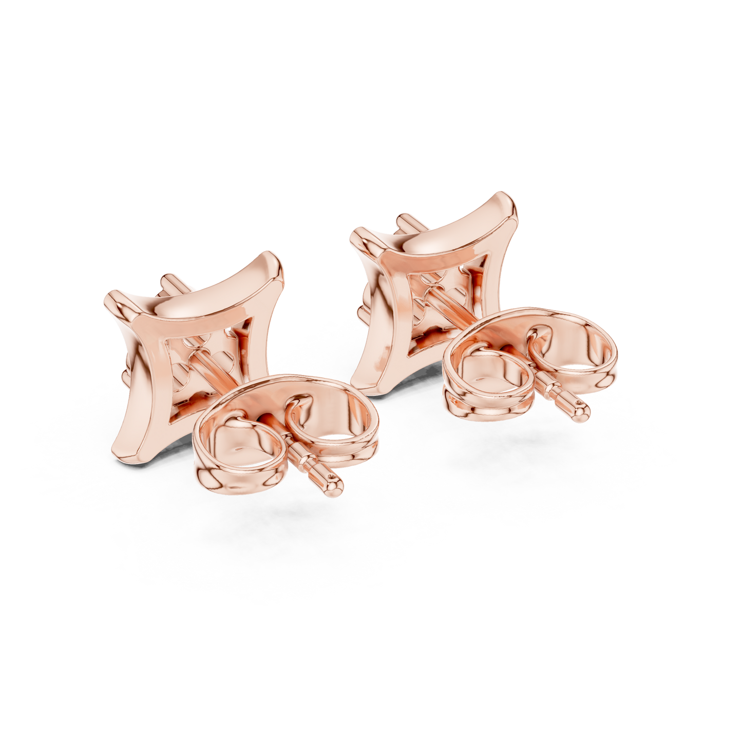 Diamond Stud Earrings for Women, Cushion Square Cluster Studs, 925 Sterling Silver Minimal Earrings, Wedding Jewelry