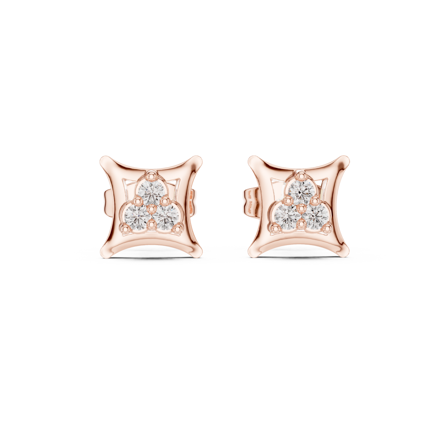 Diamond Stud Earrings for Women, Cushion Square Cluster Studs, 925 Sterling Silver Minimal Earrings, Wedding Jewelry