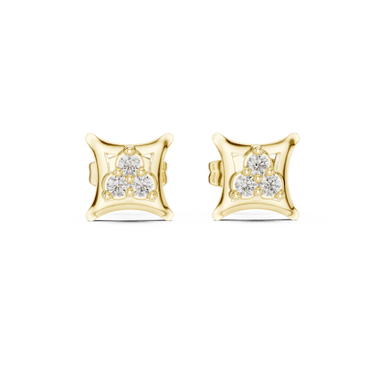 Diamond Stud Earrings for Women, Cushion Square Cluster Studs, 925 Sterling Silver Minimal Earrings, Wedding Jewelry