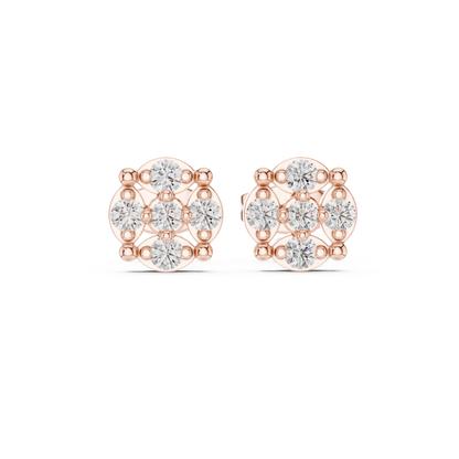 Cushion Cluster Diamond Stud Earrings, Flower Halo Studs, Sparkle Earrings for Women, Gift Box Included