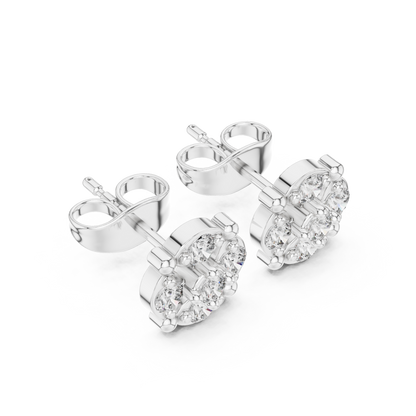 Cushion Cluster Diamond Stud Earrings, Flower Halo Studs, Sparkle Earrings for Women, Gift Box Included