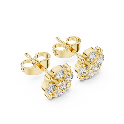 Cushion Cluster Diamond Stud Earrings, Flower Halo Studs, Sparkle Earrings for Women, Gift Box Included