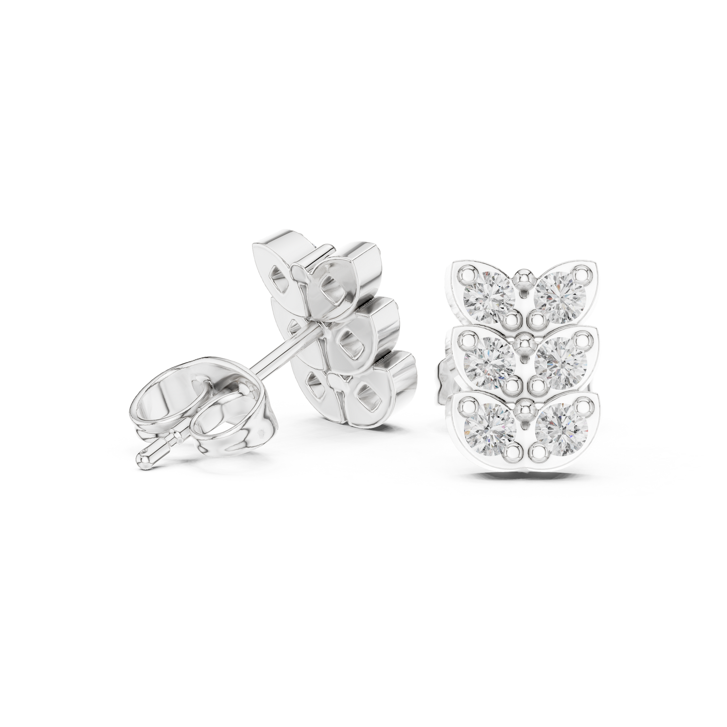 925 Sterling Silver Diamond Studs, Chic Cluster Earrings, Minimalist Fine Jewelry Gift