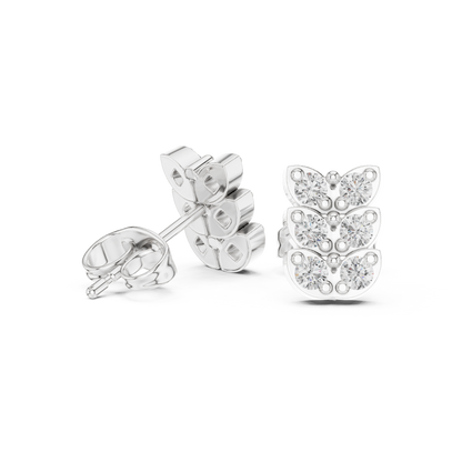 925 Sterling Silver Diamond Studs, Chic Cluster Earrings, Minimalist Fine Jewelry Gift