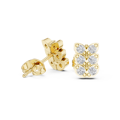 925 Sterling Silver Diamond Studs, Chic Cluster Earrings, Minimalist Fine Jewelry Gift