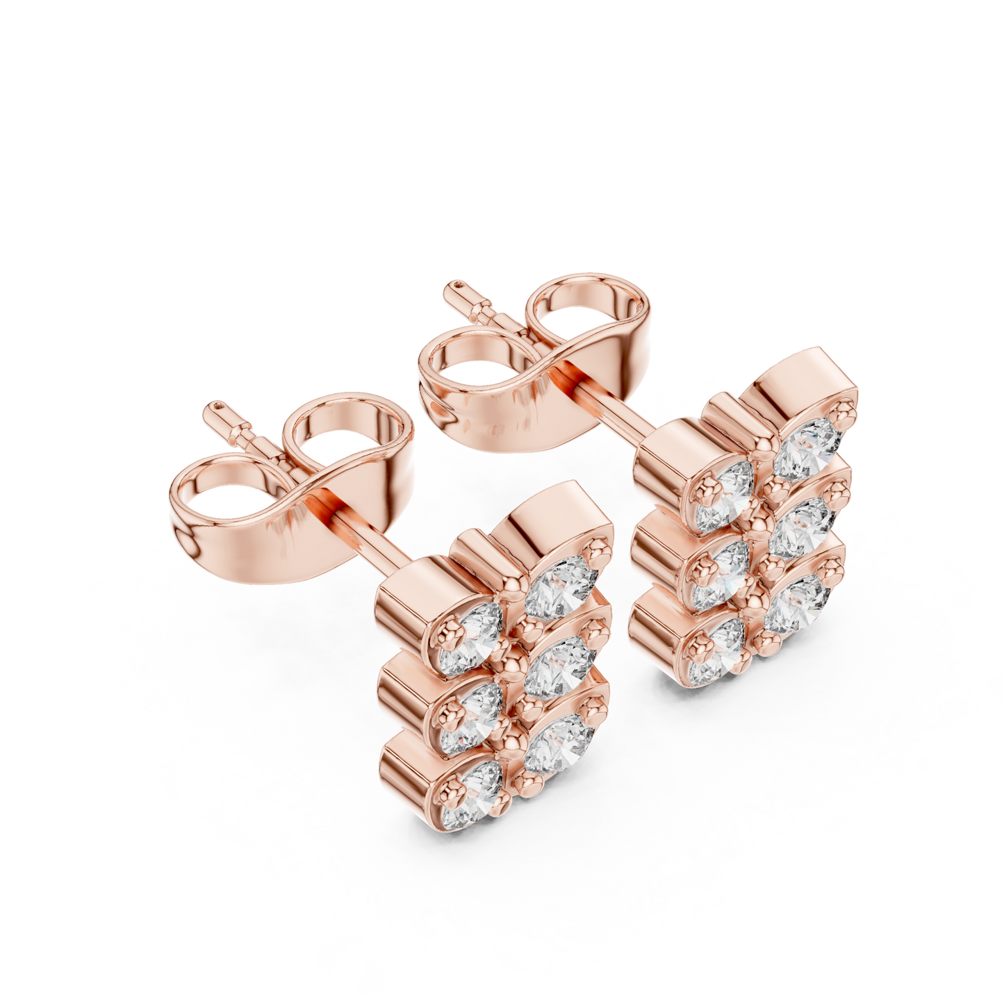 925 Sterling Silver Diamond Studs, Chic Cluster Earrings, Minimalist Fine Jewelry Gift