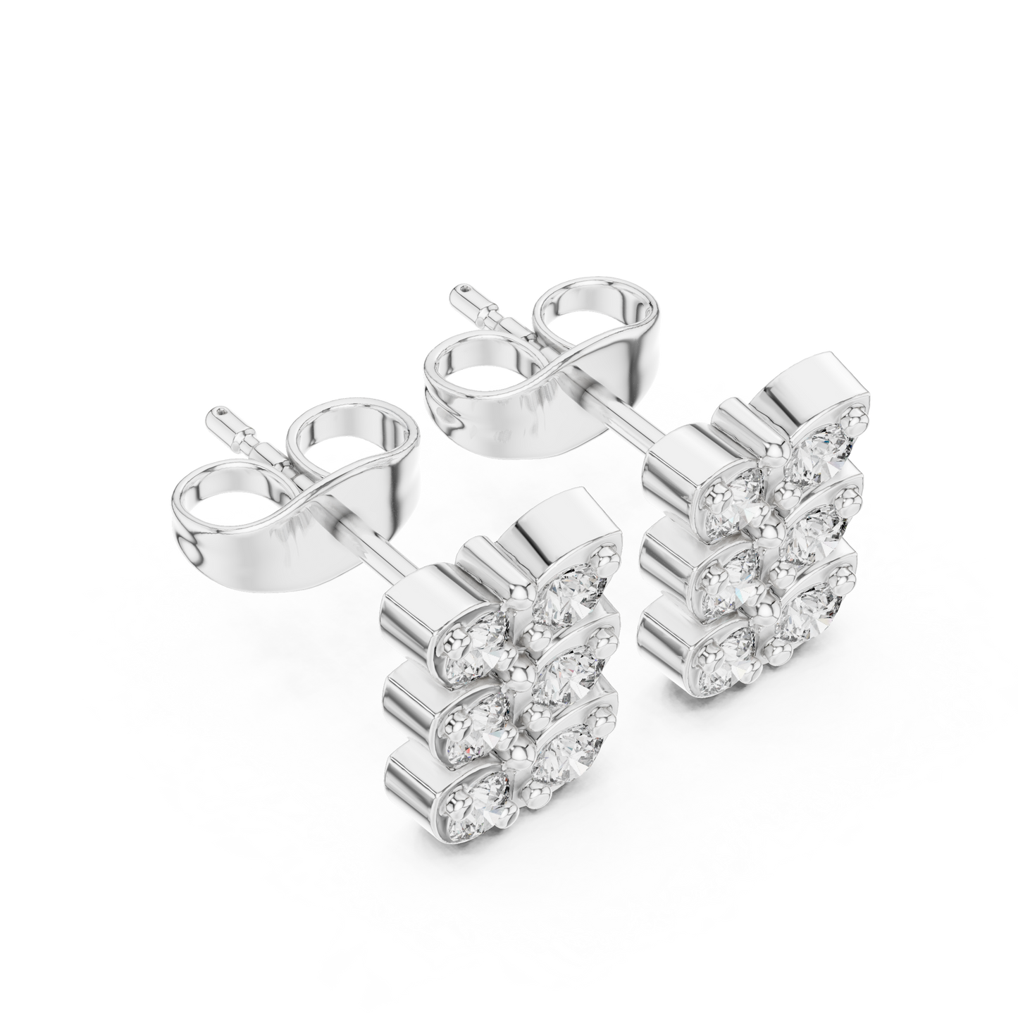 925 Sterling Silver Diamond Studs, Chic Cluster Earrings, Minimalist Fine Jewelry Gift