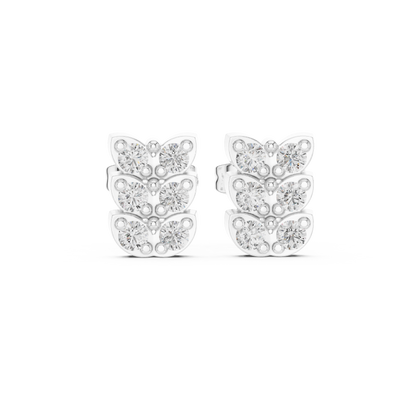 925 Sterling Silver Diamond Studs, Chic Cluster Earrings, Minimalist Fine Jewelry Gift