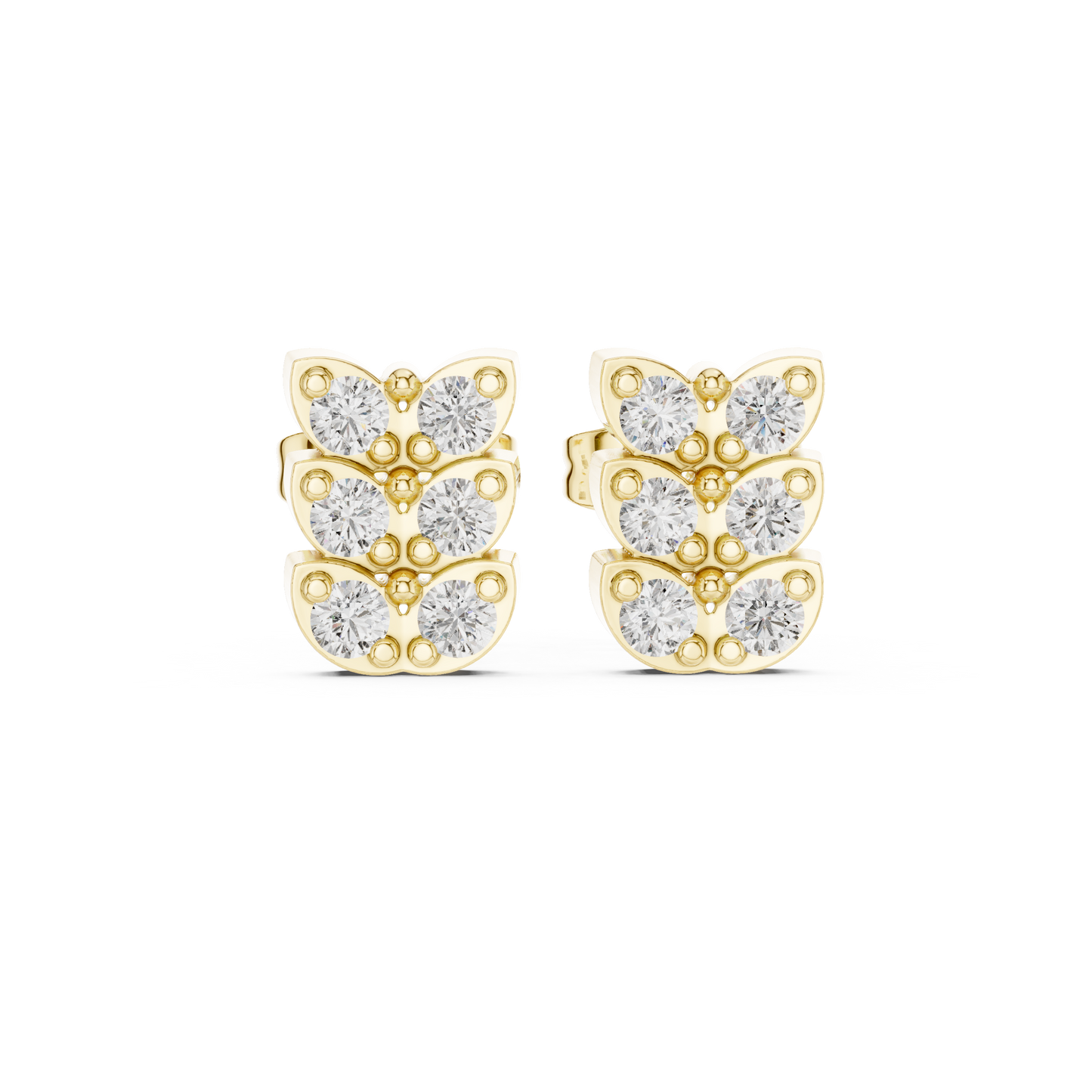 925 Sterling Silver Diamond Studs, Chic Cluster Earrings, Minimalist Fine Jewelry Gift