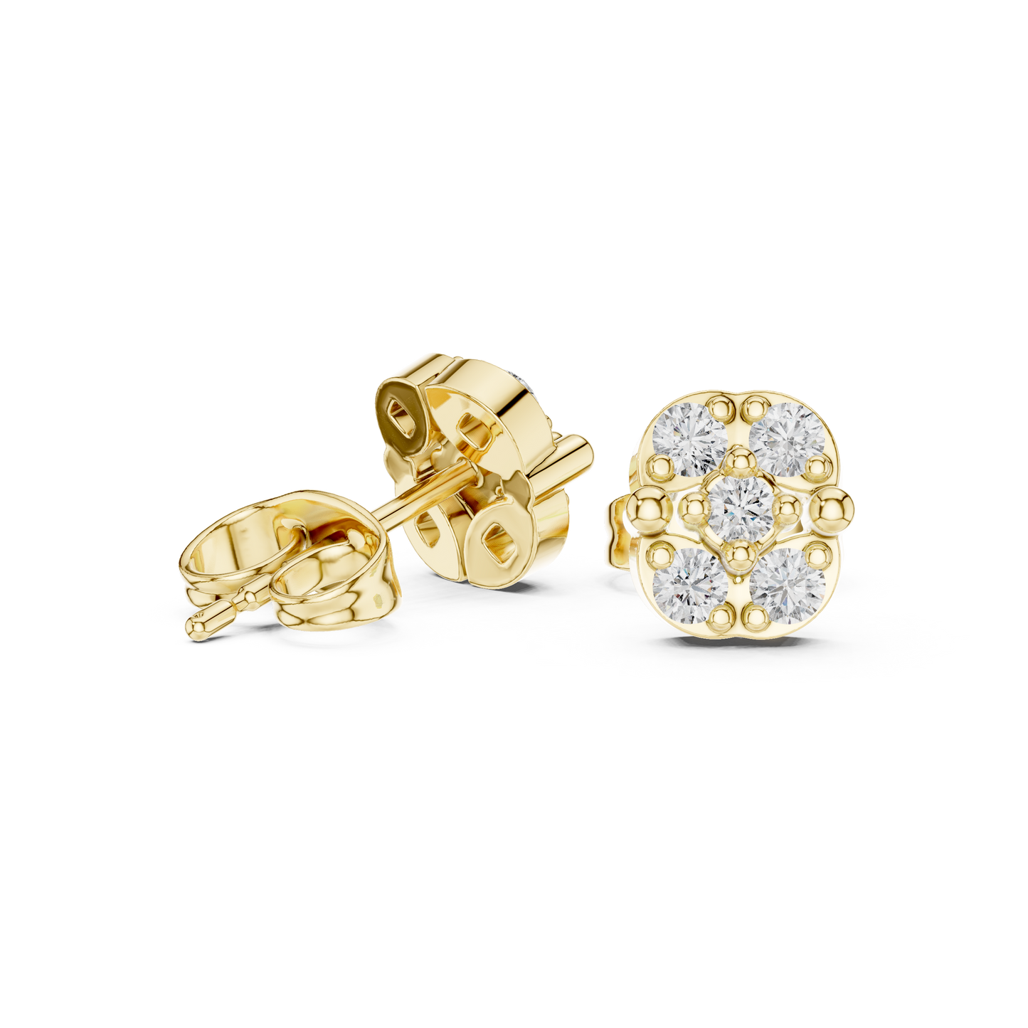 Soirée Diamond Stud Earrings, Elegant Diamond Cluster Studs in 14K Gold, Gala Night Jewelry