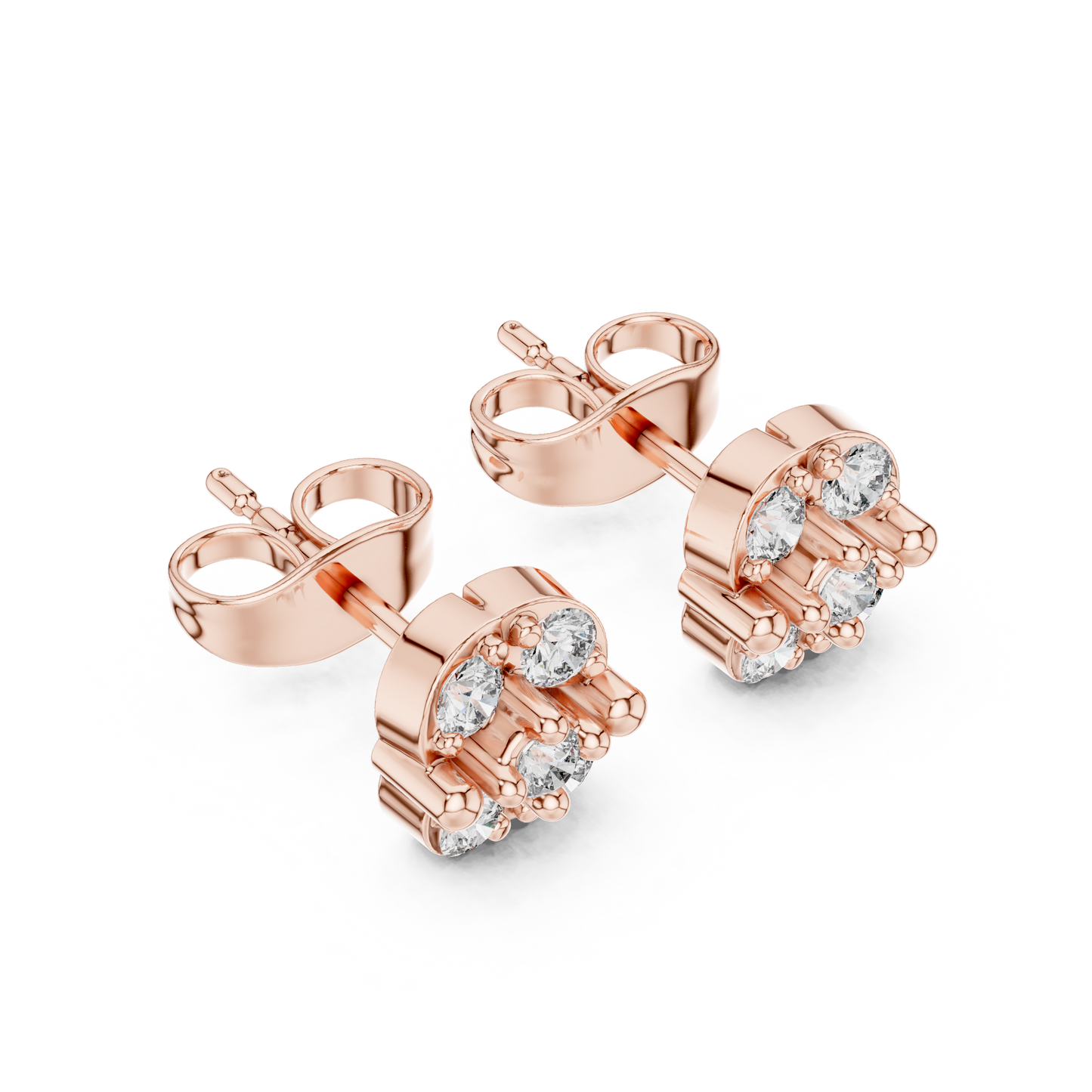 Soirée Diamond Stud Earrings, Elegant Diamond Cluster Studs in 14K Gold, Gala Night Jewelry