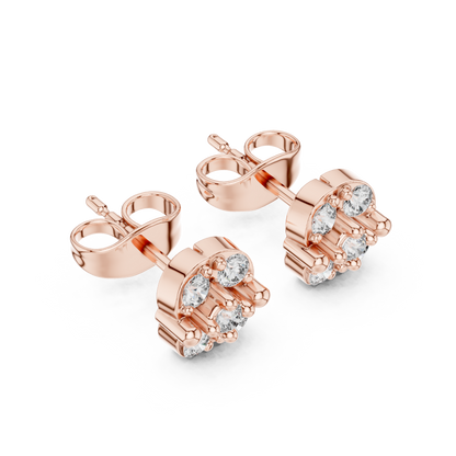 Soirée Diamond Stud Earrings, Elegant Diamond Cluster Studs in 14K Gold, Gala Night Jewelry