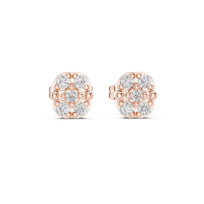 Soirée Diamond Stud Earrings, Elegant Diamond Cluster Studs in 14K Gold, Gala Night Jewelry
