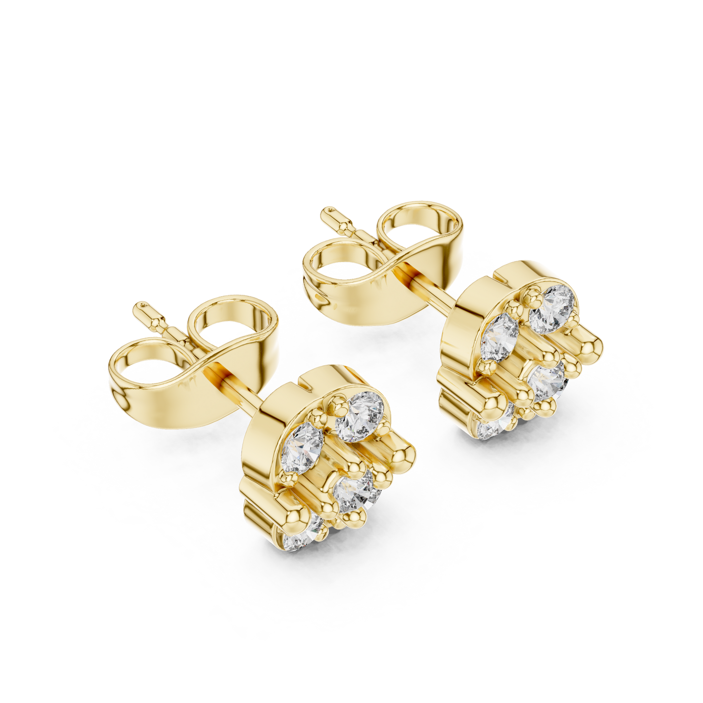 Soirée Diamond Stud Earrings, Elegant Diamond Cluster Studs in 14K Gold, Gala Night Jewelry