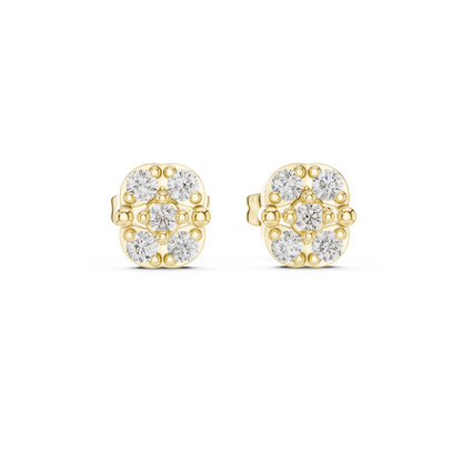Soirée Diamond Stud Earrings, Elegant Diamond Cluster Studs in 14K Gold, Gala Night Jewelry