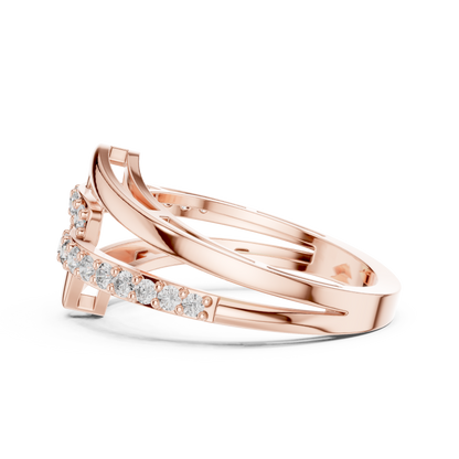 Geometric Diamond Crossover Ring – Modern Elegance, Everyday Luxury - Shimmer Diamond Look - Anniversary Gift