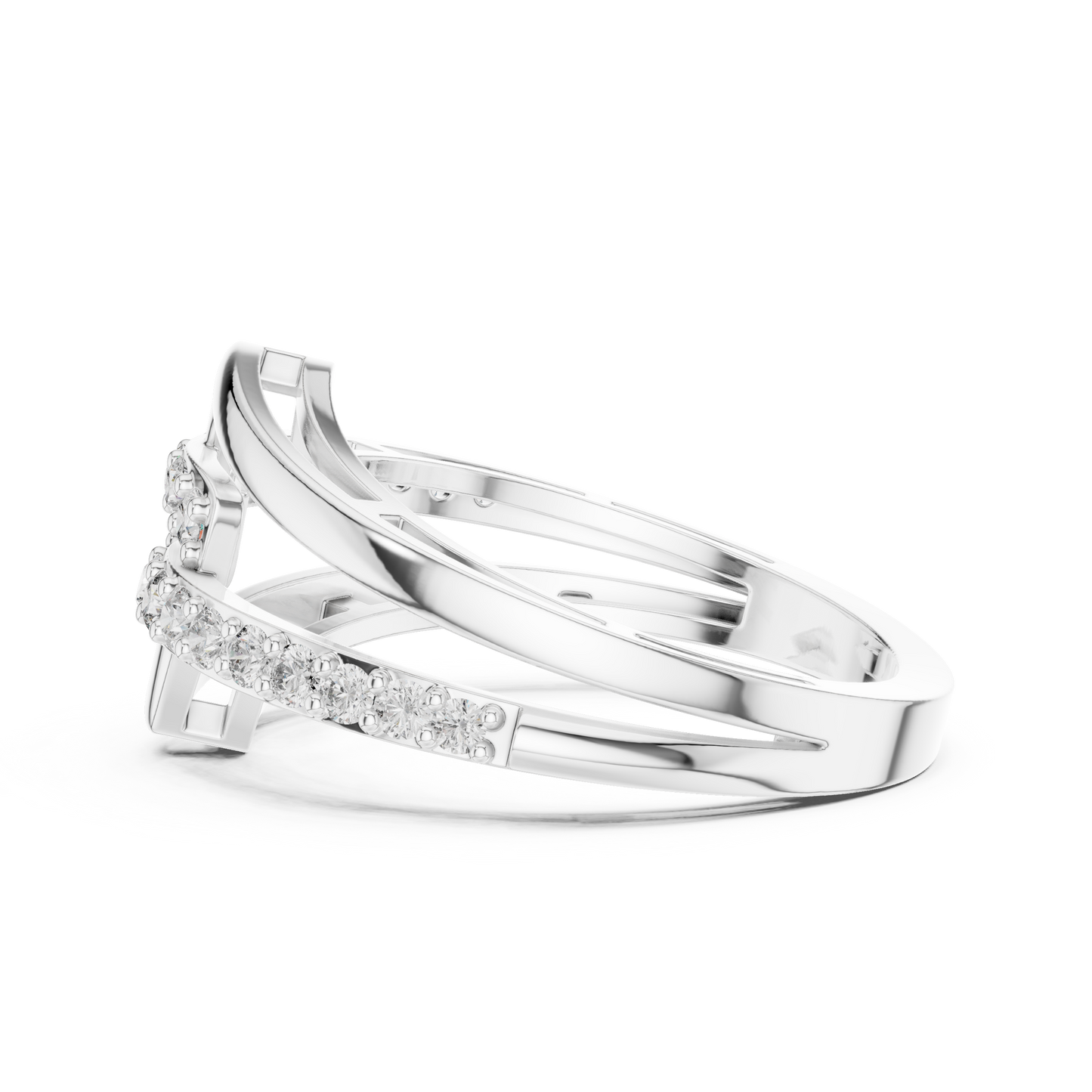 Geometric Diamond Crossover Ring – Modern Elegance, Everyday Luxury - Shimmer Diamond Look - Anniversary Gift