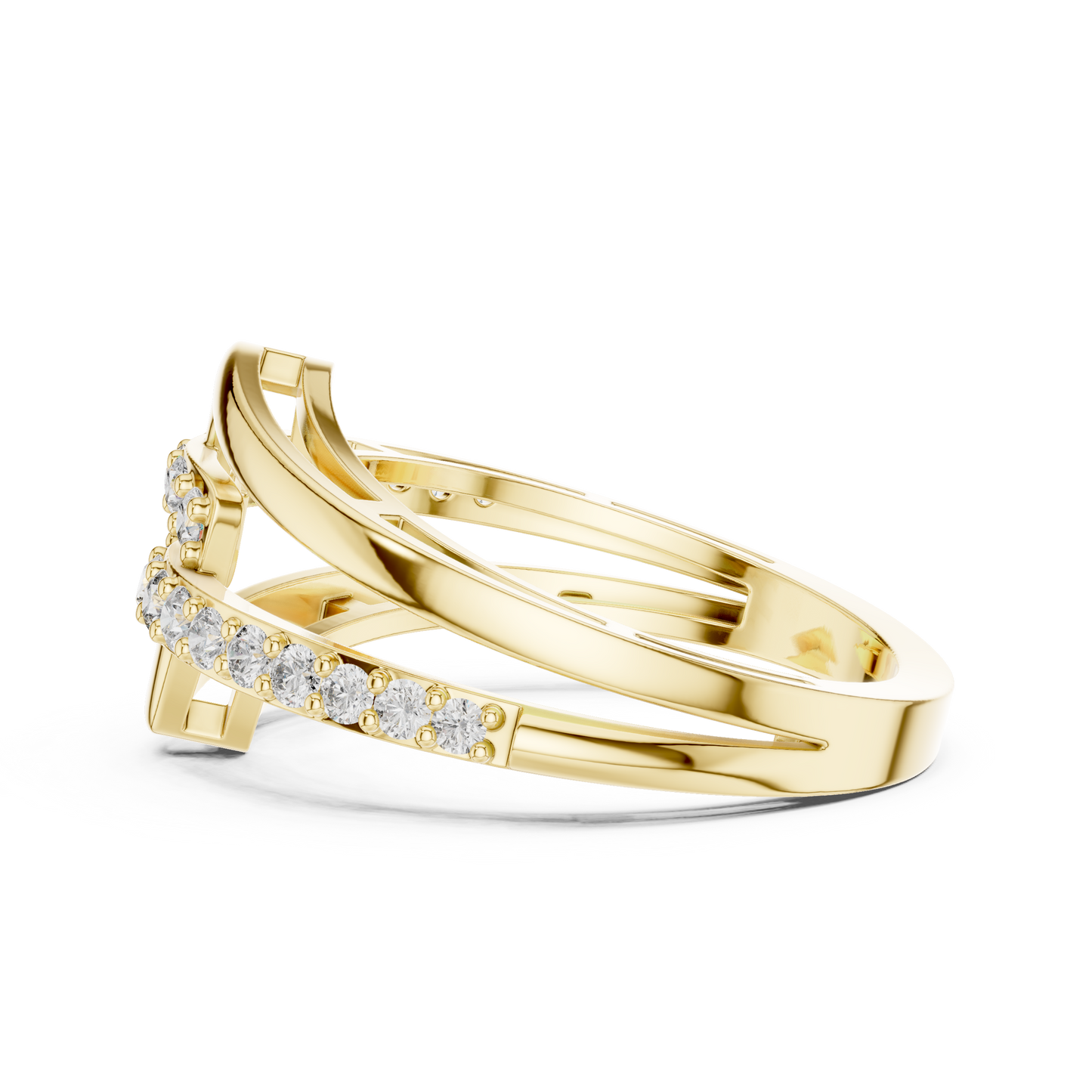 Geometric Diamond Crossover Ring – Modern Elegance, Everyday Luxury - Shimmer Diamond Look - Anniversary Gift