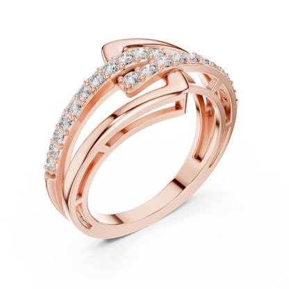 Geometric Diamond Crossover Ring – Modern Elegance, Everyday Luxury - Shimmer Diamond Look - Anniversary Gift