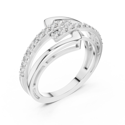 Geometric Diamond Crossover Ring – Modern Elegance, Everyday Luxury - Shimmer Diamond Look - Anniversary Gift