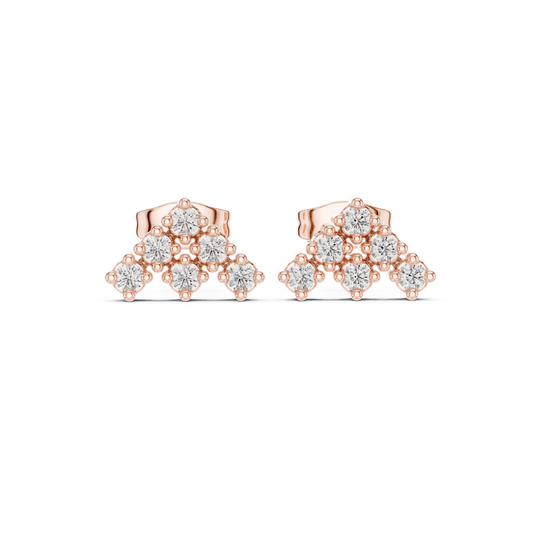 Wedding Day Diamond Stud Earrings, Classic CZ Cluster Studs, Simple Bridal Earrings, Silver Jewelry