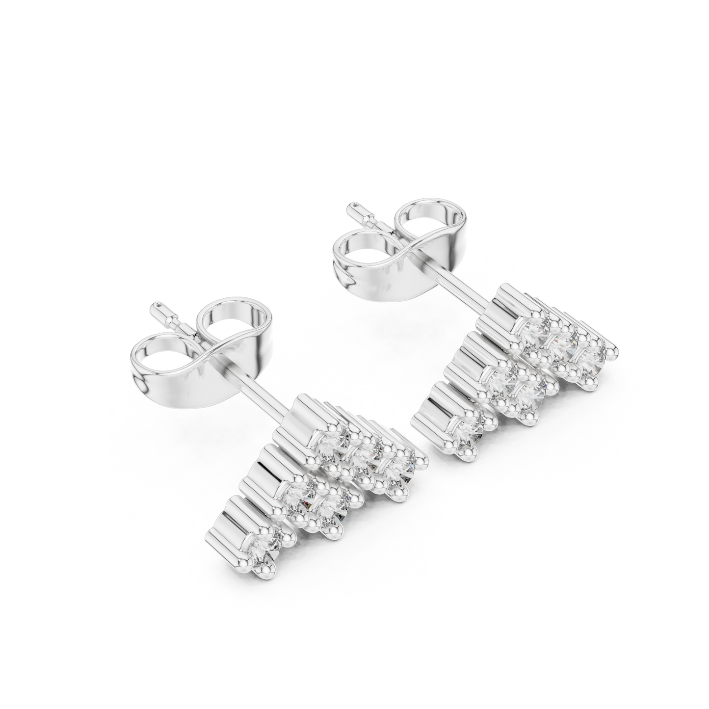 Wedding Day Diamond Stud Earrings, Classic CZ Cluster Studs, Simple Bridal Earrings, Silver Jewelry