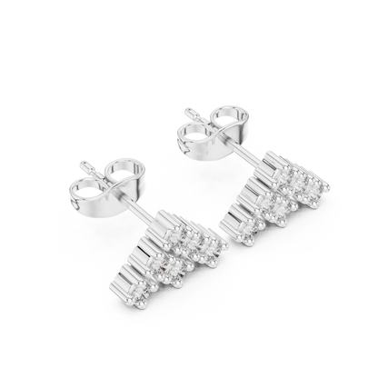 Wedding Day Diamond Stud Earrings, Classic CZ Cluster Studs, Simple Bridal Earrings, Silver Jewelry