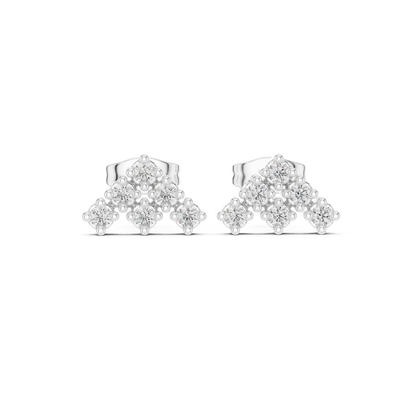 Wedding Day Diamond Stud Earrings, Classic CZ Cluster Studs, Simple Bridal Earrings, Silver Jewelry