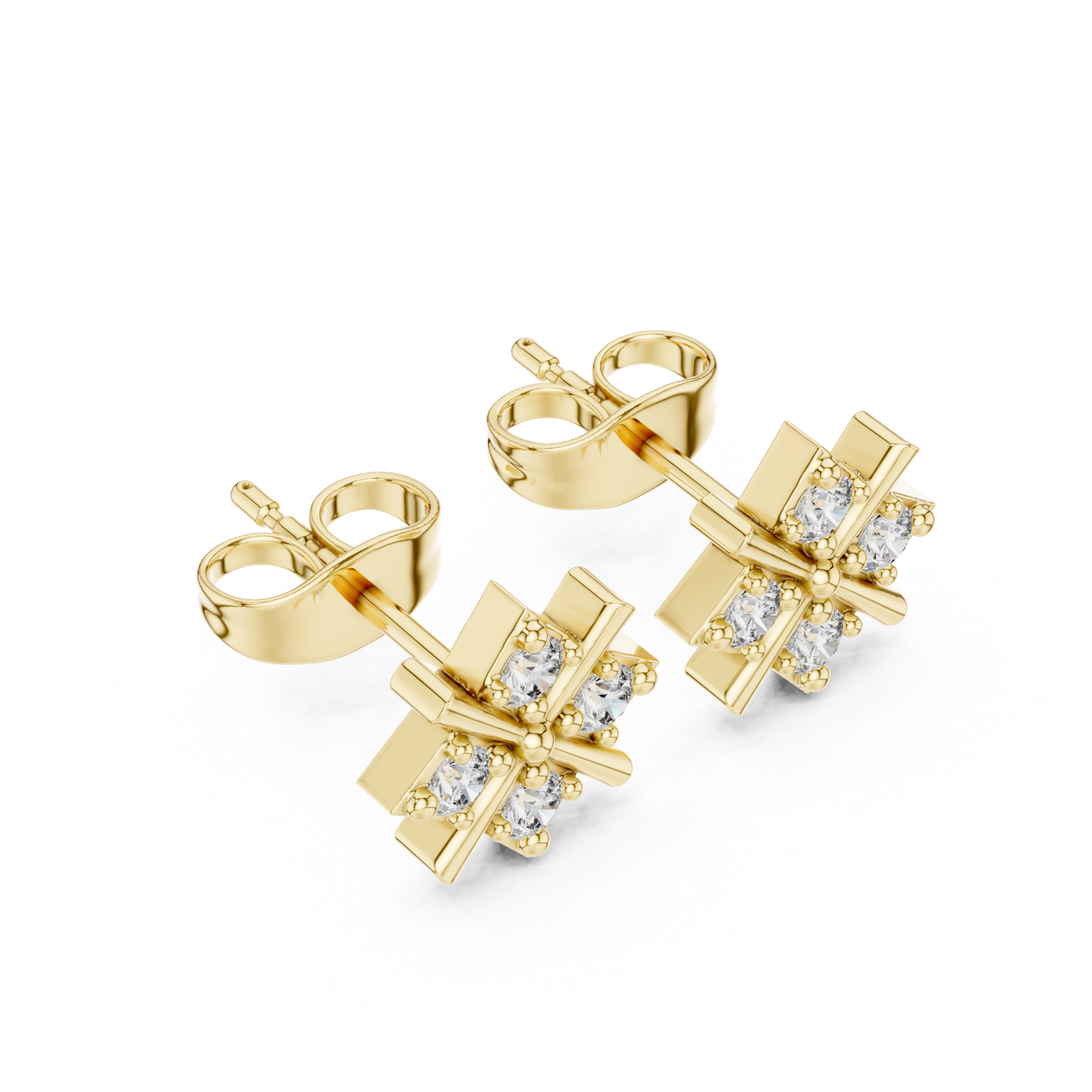 Sparkly Cross Stud Earrings – Small Diamond Look CZ Cross Earrings, Elegant Micro Stud Earrings