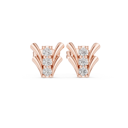 Fan-Flare Diamond Bar Studs • Modern Gold Earrings • Minimal Luxury Everyday Sparkle