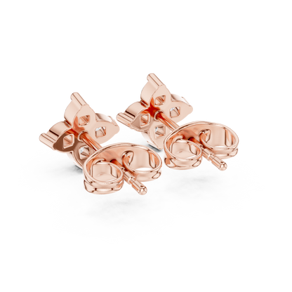 Four Petal Diamond Earrings, 14K Rose Gold Studs, Delicate Flower Diamond Jewelry