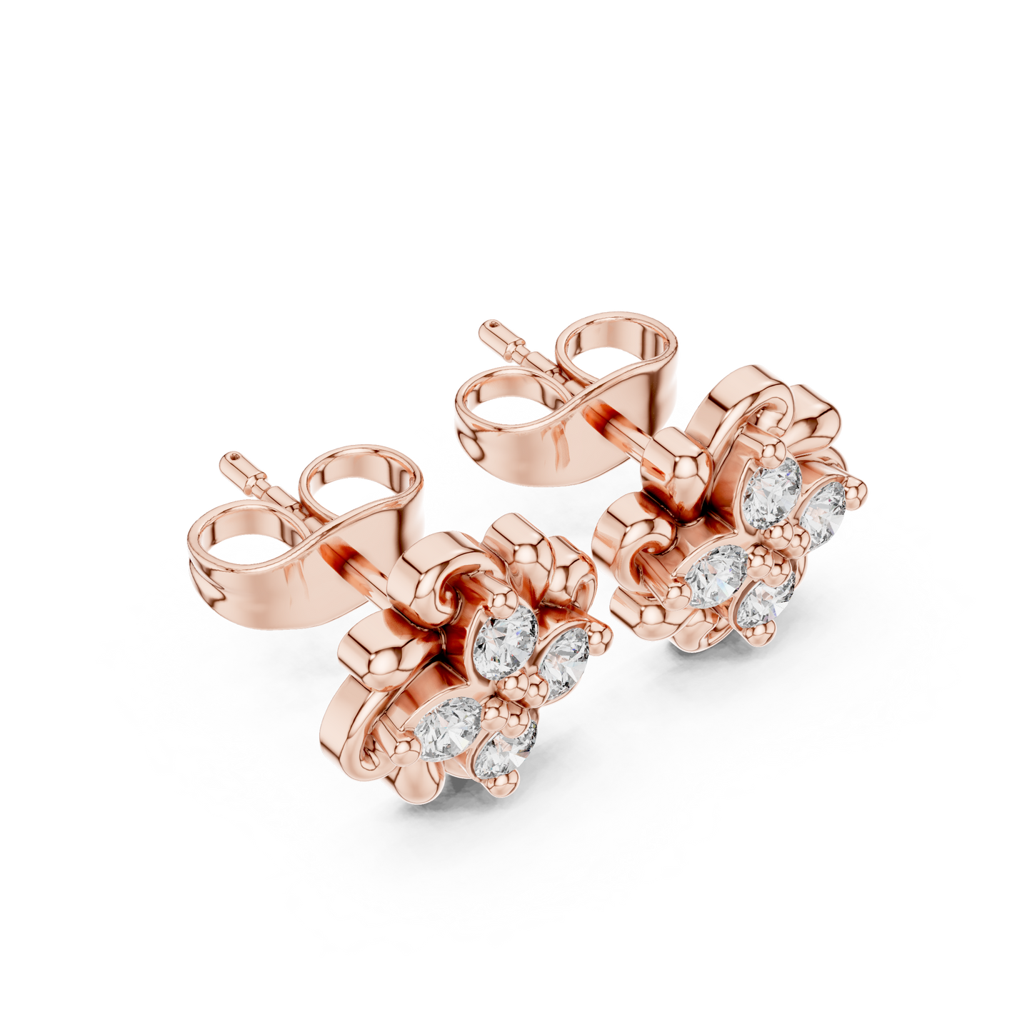 Minimalist Flower Earrings, CZ Floral Stud Earrings, Delicate Silver Studs, Simple Elegant Earrings, Gift for Mom