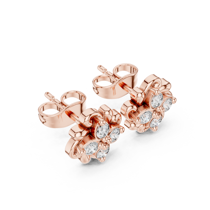 Minimalist Flower Earrings, CZ Floral Stud Earrings, Delicate Silver Studs, Simple Elegant Earrings, Gift for Mom